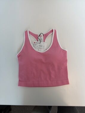 Wilson Pink Ribbed Racerback Tank with White Trim